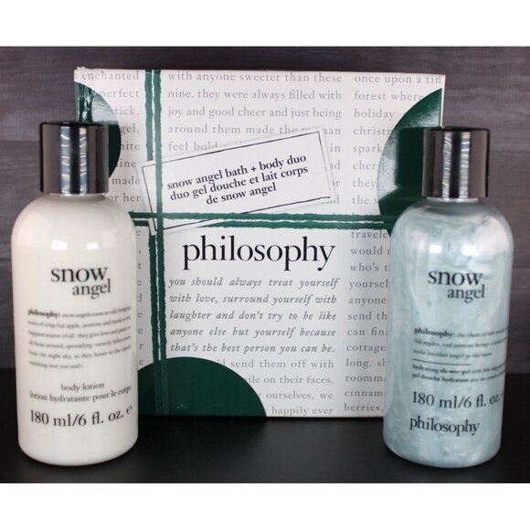 Philosophy SNOW ANGEL Hydrating Shower Gel & Body Lotion Duo Bath Set NEW In Box - Picture 2 of 13